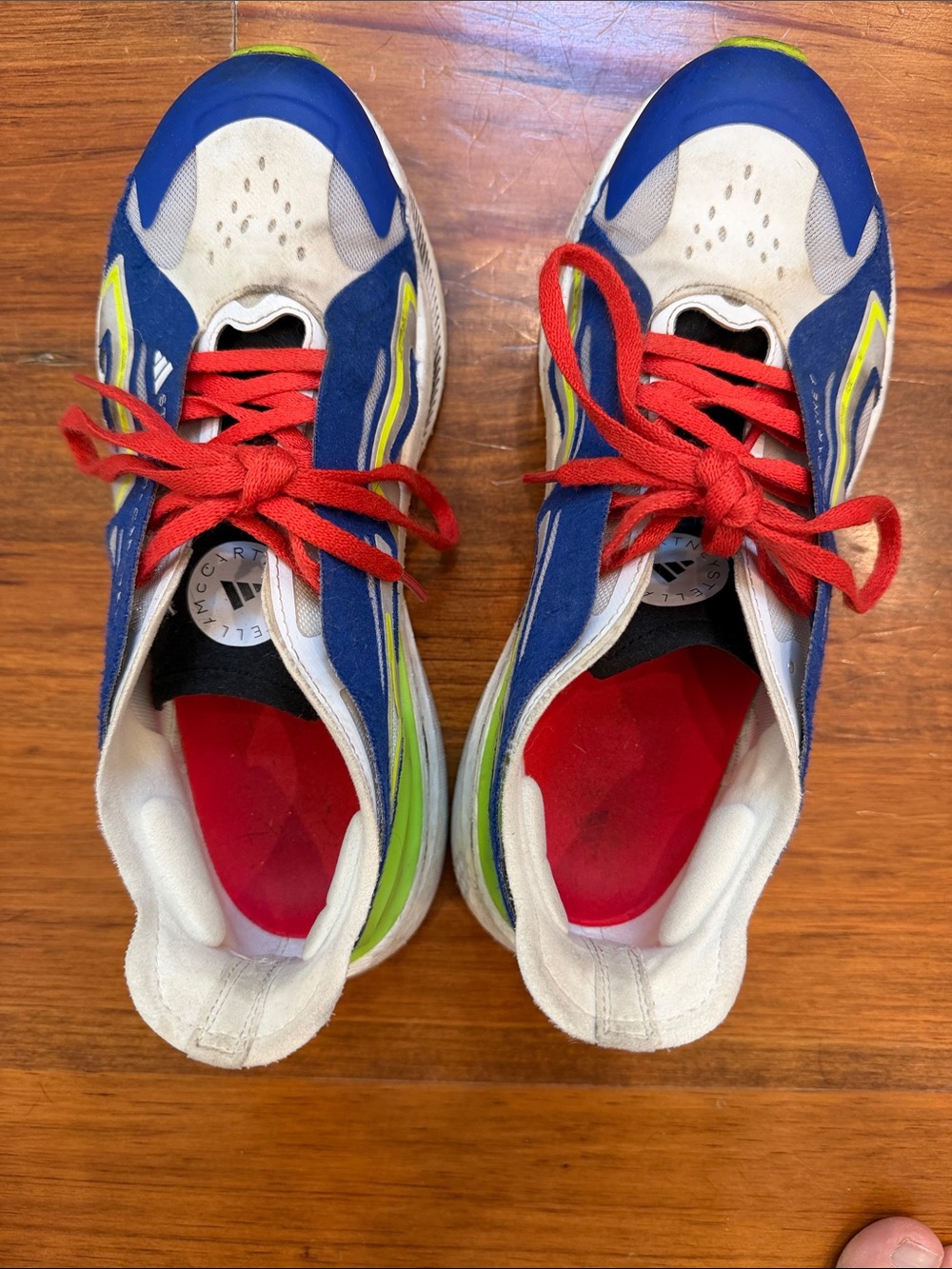 adidas Blue White Sneakers with Red Laces